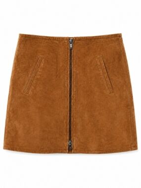Blank NYC Cognac Suede Zip Mini Skirt
